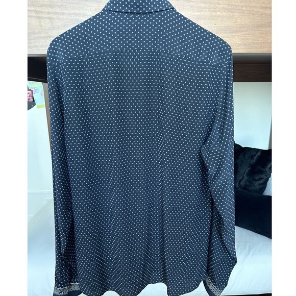 Gucci Silk Shirt Blue w/ Tile design size IT 50 Slim fit Button front - Picture 3 of 11